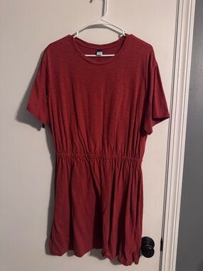 Old Navy Red Short Sleeve Elastic-Waist Tunic